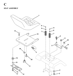 Seat Diagram and Parts List for YTH130 1997-02 Husqvarna Lawn Tractor