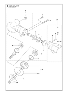 Bevel Gear Diagram and Parts List for 233RJ  Husqvarna Brush Cutter