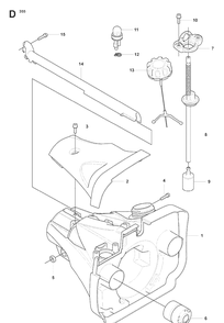 Fuel Tank Diagram and Parts List for 355FXT 20073100001-20082700000 Husqvarna Brush Cutter