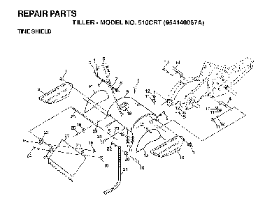 Tine Shield Diagram and Parts List for 510CRT (954140067A)(1998-02) Husqvarna Tiller