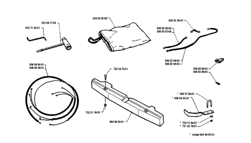 Tool Kit And Accessories Diagram and Parts List for RIDER8508 1990-02 Husqvarna Lawn Mower