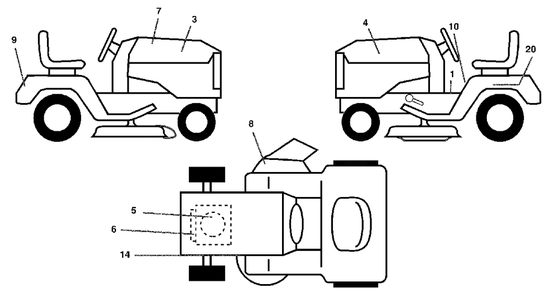Decals Diagram and Parts List for LT1538 (954569776-D)(2003-01) Husqvarna Lawn Tractor