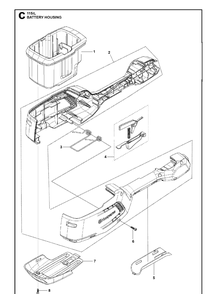 Battery Diagram and Parts List for 115IL  Husqvarna Edger