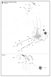 Pedals Diagram and Parts List for R155AWD (965178701)(2007-03) Husqvarna Lawn Tractor