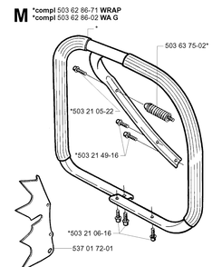 Handle Diagram and Parts List for 372XP/ (XPG)(20034000001-20051800000) Husqvarna Chainsaw