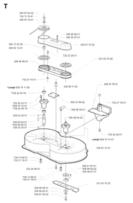 90cm Cutting Deck Diagram and Parts List for R11BIO 2001-01 Husqvarna Lawn Tractor