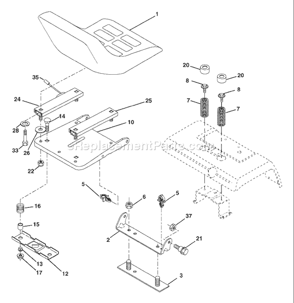 Page H Diagram and Parts List for GTH2554XPB (954568427) (2004-08) Husqvarna Lawn Tractor