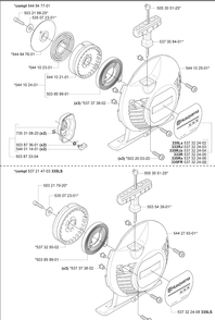 Starter Diagram and Parts List for 335FR 2008-09 Husqvarna Brush Cutter