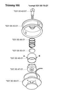 Trimmer Head 6 Diagram and Parts List for 19992300001-20004000000  Husqvarna Edger