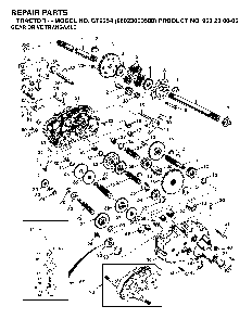 Transmission Diagram and Parts List for GT2254 (96023000500)(2005-05) Husqvarna Lawn Tractor