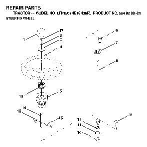 Steering Diagram and Parts List for LTH130 (HE13H36F, 954820001)(1998-12) Husqvarna Lawn Tractor