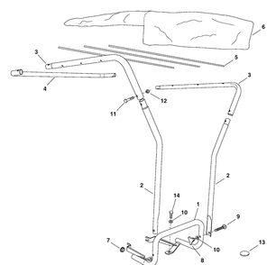 Deluxe Sun Shade Diagram and Parts List for DSS (45-0373)(2005-06) Husqvarna Lawn Tractor Accessories