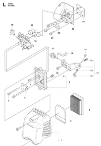Carburetor And Air Filter Diagram and Parts List for 253RJ 20091400001-20113200000 Husqvarna Brush Cutter