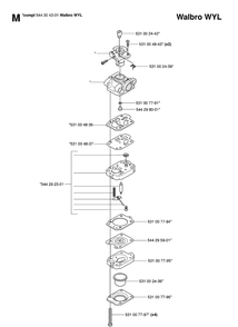 Carburetor Details Diagram and Parts List for 123HD60 20061000001-20070500000 Husqvarna Hedge Trimmer