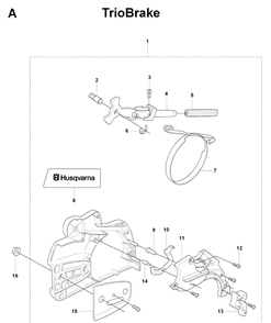 Chain Brake And Clutch Cover Diagram and Parts List for 346XP TRIOBRAKE Husqvarna Chainsaw
