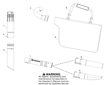 Tube Diagram and Parts List for 125BVX 2010-01 Husqvarna Leaf Blower / Vacuum