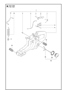 Fuel Tank 4 Diagram and Parts List for 365 X-TORQ Husqvarna Chainsaw