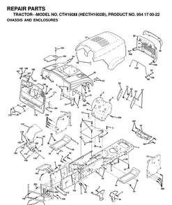 Chassis And Enclosures Diagram and Parts List for CTH160II (HECTH1602B)(2000-02) Husqvarna Lawn Tractor