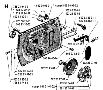 Clutch Diagram and Parts List for 265RX 19921800001-19954500000 Husqvarna Brush Cutter