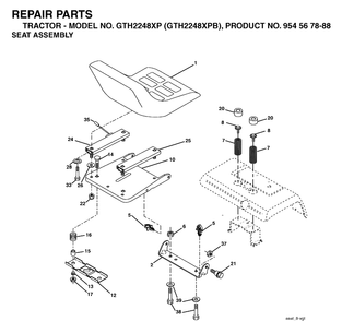 Seat Diagram and Parts List for GTH2248XP-GTH2248XPB 2003-05 Husqvarna Lawn Tractor