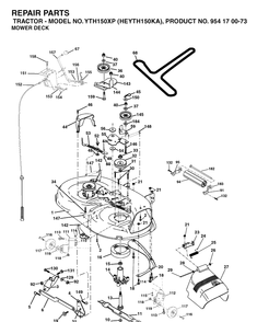 Mower Deck / Cutting Deck Diagram and Parts List for YTH150XP (HEYTH150KA)(2003-01) Husqvarna Lawn Tractor