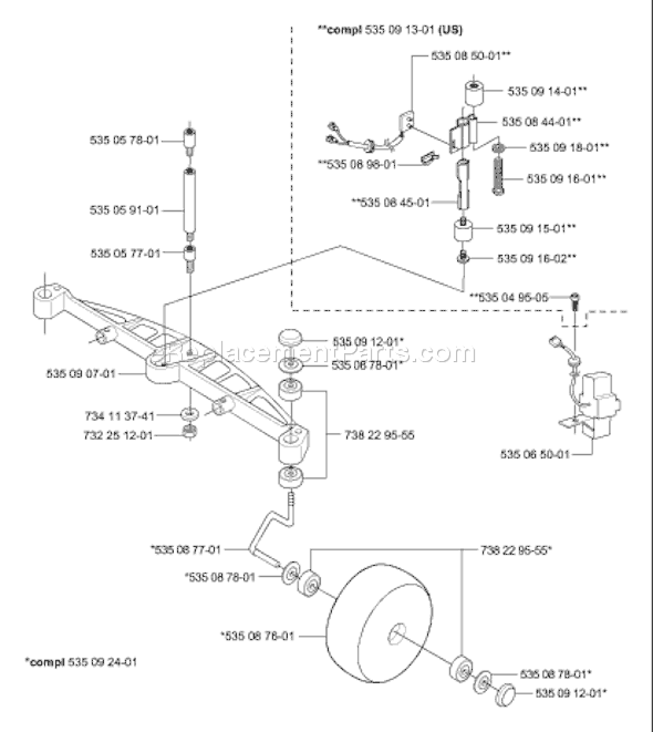 Page E Diagram and Parts List for AUTOMOWER 2001-01 Husqvarna Lawn Mower