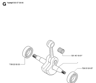 Crankshaft Diagram and Parts List for 55 20070500001-Current Husqvarna Chainsaw