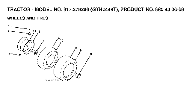 Wheels And Tires Diagram and Parts List for GTH2448T (917279260, 960430009)(2006-02) Husqvarna Lawn Tractor