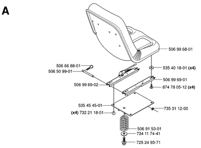 Seat Diagram and Parts List for R15-V2 (953533701)(2006-01) Husqvarna Lawn Tractor