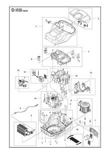 Power Head Diagram and Parts List for LB442I  Husqvarna Lawn Mower