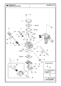 Carburetor Details Diagram and Parts List for 465RANCHER  Husqvarna Chainsaw