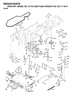 Drive Diagram and Parts List for CT130 (HECT130D)(2001-01) Husqvarna Lawn Tractor