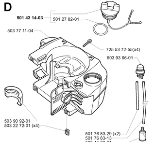 Crankcase Diagram and Parts List for 225HBV 20000100001-Current Husqvarna Leaf Blower / Vacuum