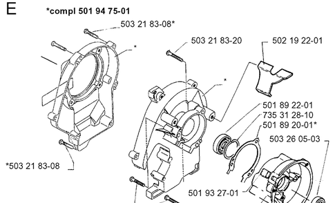 Crankcase Diagram and Parts List for 16H 1990-02 Husqvarna Hedge Trimmer