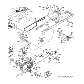 Drive Diagram and Parts List for 96043029500  Husqvarna Lawn Tractor