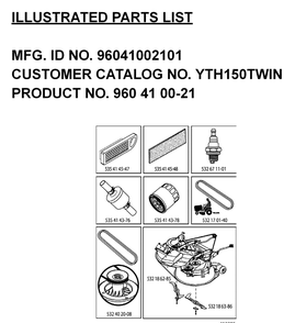 Frequently Used Parts Diagram and Parts List for YTH150 (96041002101)(2008-01) Husqvarna Lawn Tractor