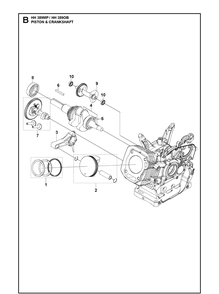 Piston And Crankshaft Diagram and Parts List for HH389OB (970505901)(2021-01) Husqvarna Engine