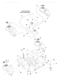 Fuel Group Diagram and Parts List for BZ6127 (BAM)(2005-01) Husqvarna Lawn Mower