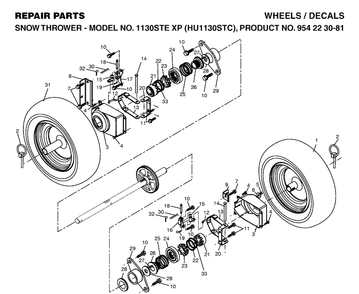 Wheels And Tires Diagram and Parts List for 1130STEXP (HU1130STC)(2004-07) Husqvarna Snow Blower