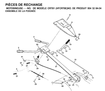 Handle And Controls Diagram and Parts List for CRT81 (HFCRT8E)(2001-01) Husqvarna Cultivator