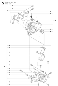 Crankcase Diagram and Parts List for 327HE4 X-SERIES Husqvarna Hedge Trimmer