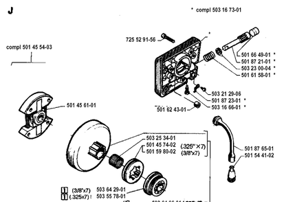Clutch And Oil Pump Diagram and Parts List for 254 19942300001-19960100000 Husqvarna Chainsaw