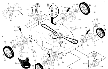 Drive Diagram and Parts List for HU800AWDH (96145002104)(2018-09) Husqvarna Lawn Mower