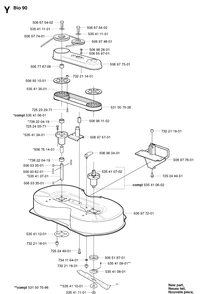 90cm Cutting Deck Diagram and Parts List for PR15 2002-02 Husqvarna Lawn Mower