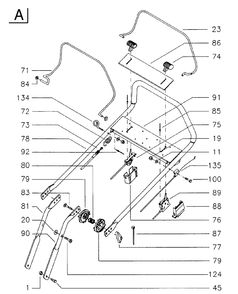 Handle And Controls Diagram and Parts List for ROYAL53 1998-11 Husqvarna Lawn Mower