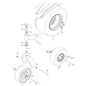 Wheels And Tires 2 Diagram and Parts List for Z554X  Husqvarna Lawn Mower