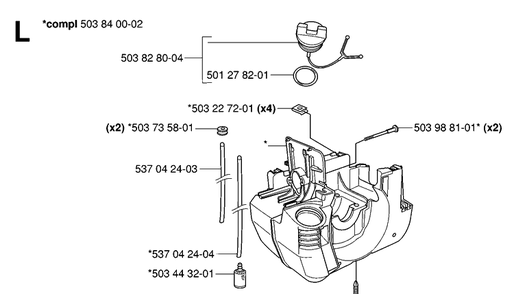 Housing Diagram and Parts List for 232R 20061400001-20144900000 Husqvarna Brush Cutter