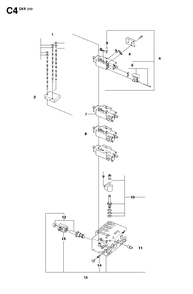 Hydraulic Stack Diagram and Parts List for DXR310 (1 - 42)(2009-07) Husqvarna Demolition Hammer