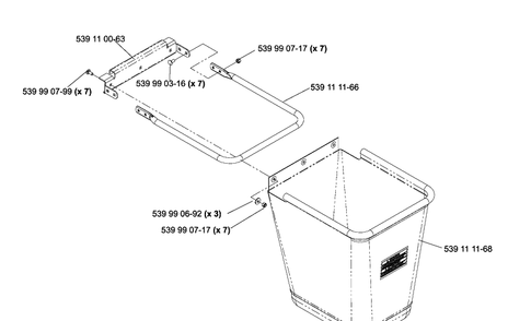Bag Assembly Diagram and Parts List for HCS1372 (539111750)(2005-03) Husqvarna Lawn Tractor Accessories