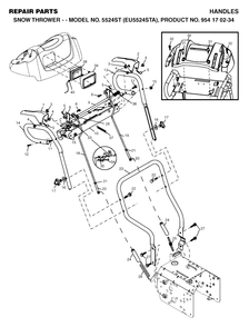 Handle Diagram and Parts List for 5524ST (954170234-A)(2004-09) Husqvarna Snow Blower